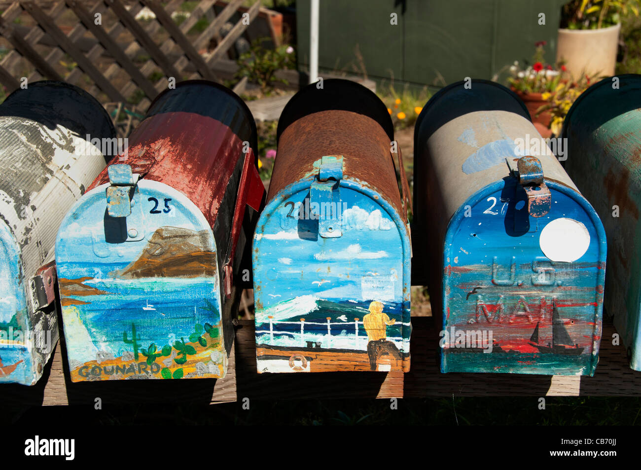 Sausalito letter box mailbox mail pillar post box for the houseboats San Francisco California United States Stock Photo