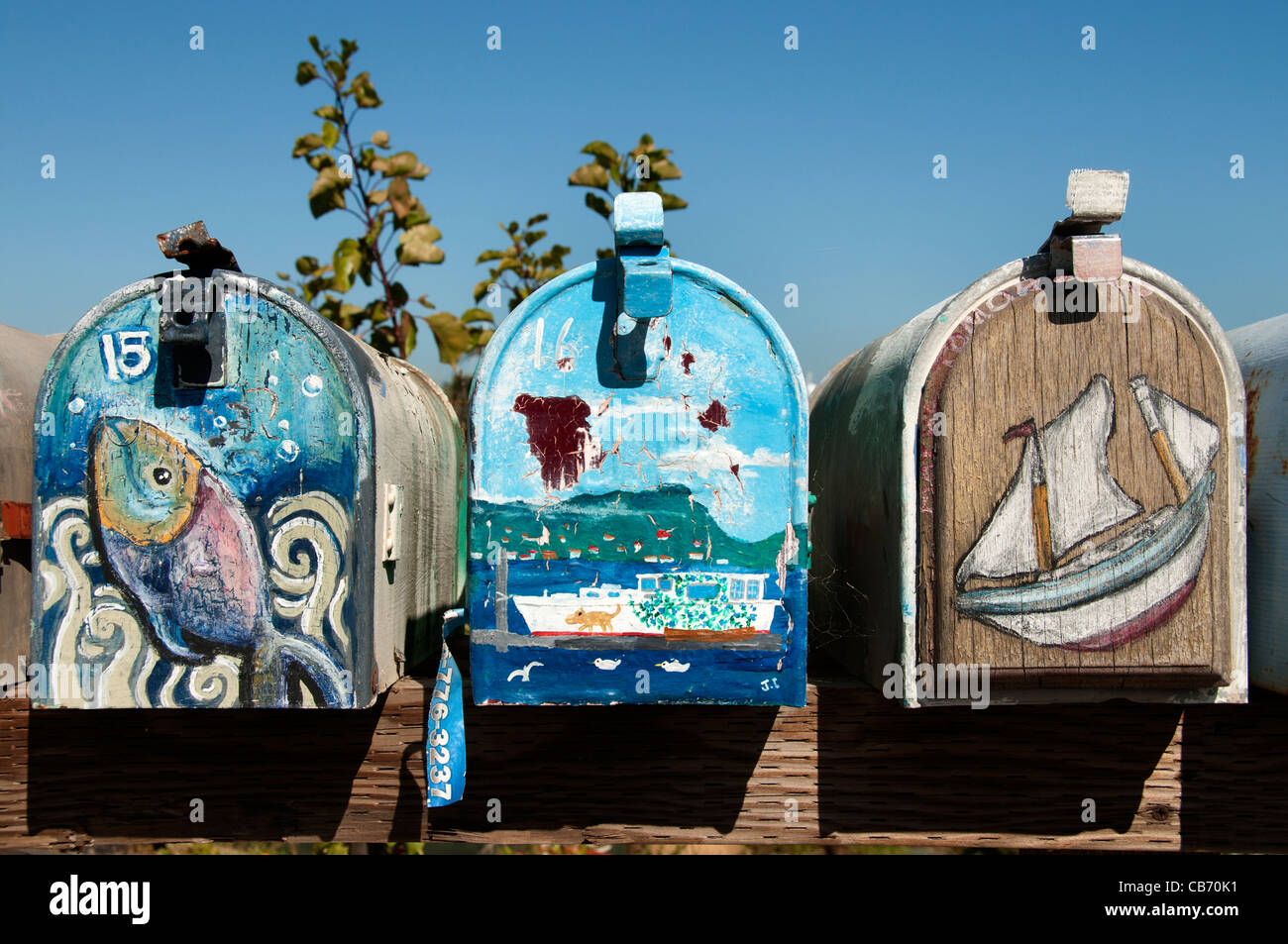 Sausalito letter box mailbox mail pillar post box for the houseboats San Francisco California United States Stock Photo