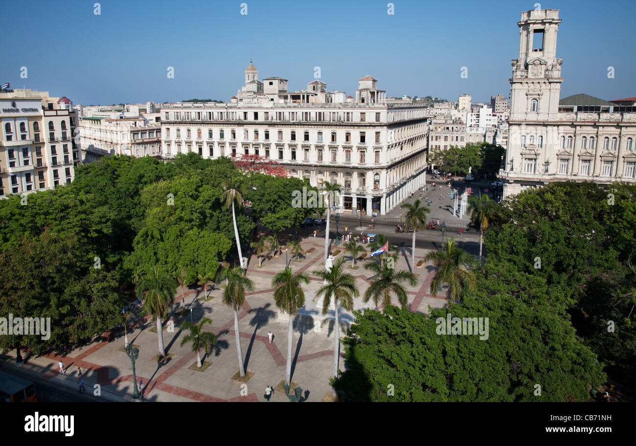 View from the roof of the Teatro Nacional de Cuba to the Parque Central, Havana (La Habana), Cuba Stock Photo