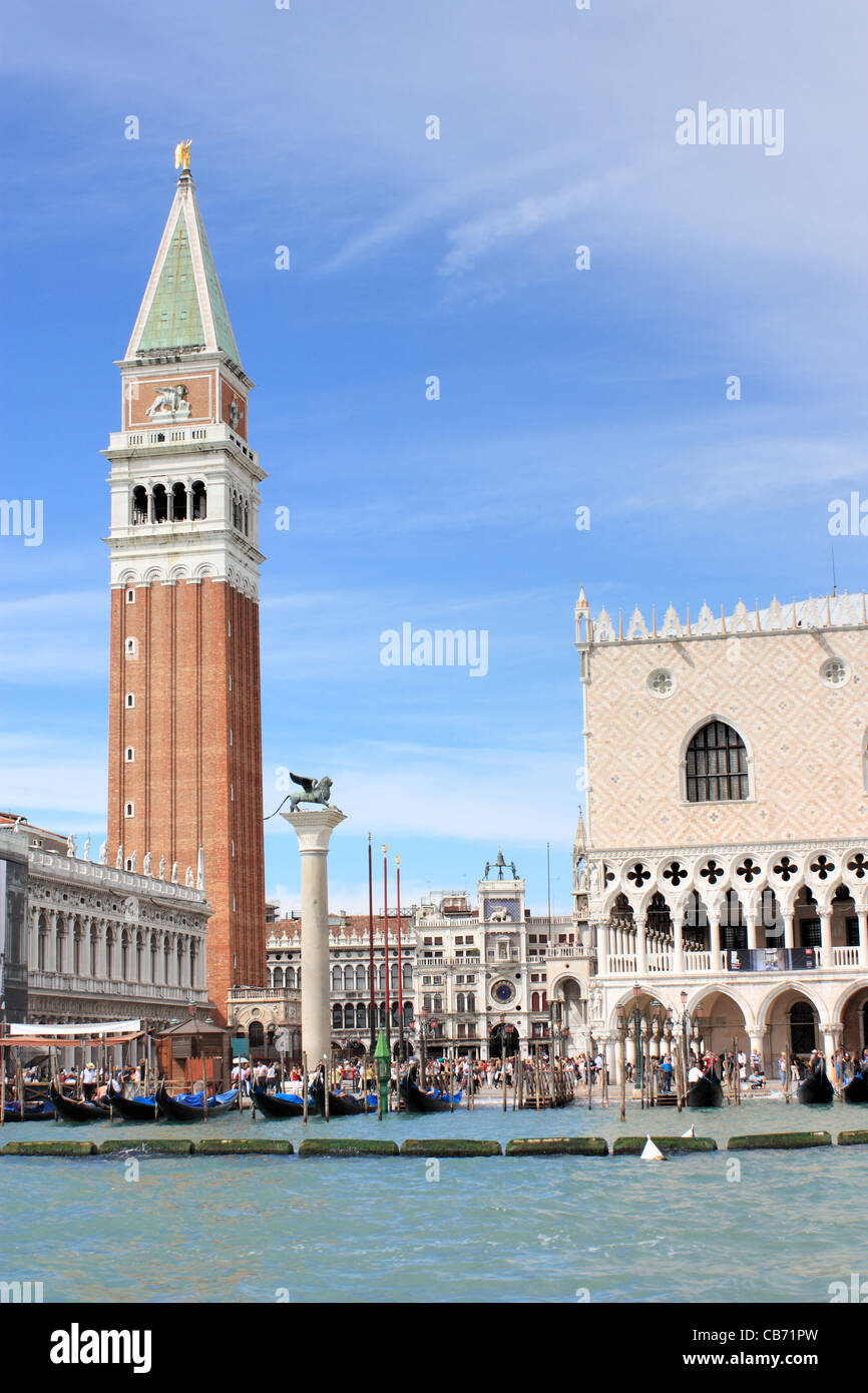 Venice Italy. St Mark's square and bell tower, Venice Italy IT: Piazza San Marco, Campanile, Venezia Italia DE: Markusplatz, Venedig Italien Stock Photo