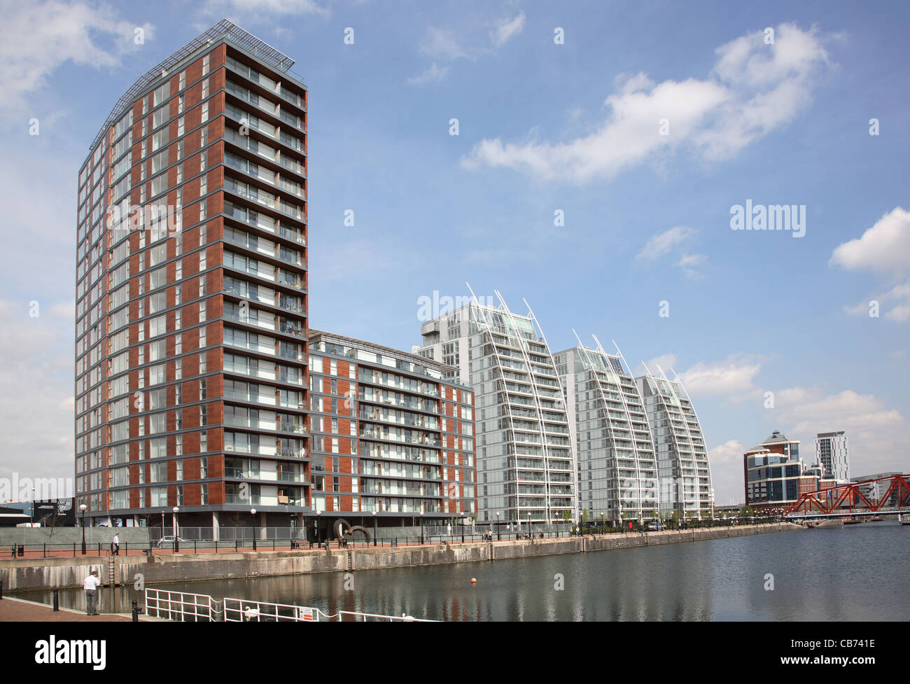 Apartment blocks at Salford Quays, Manchester, UK Stock Photo