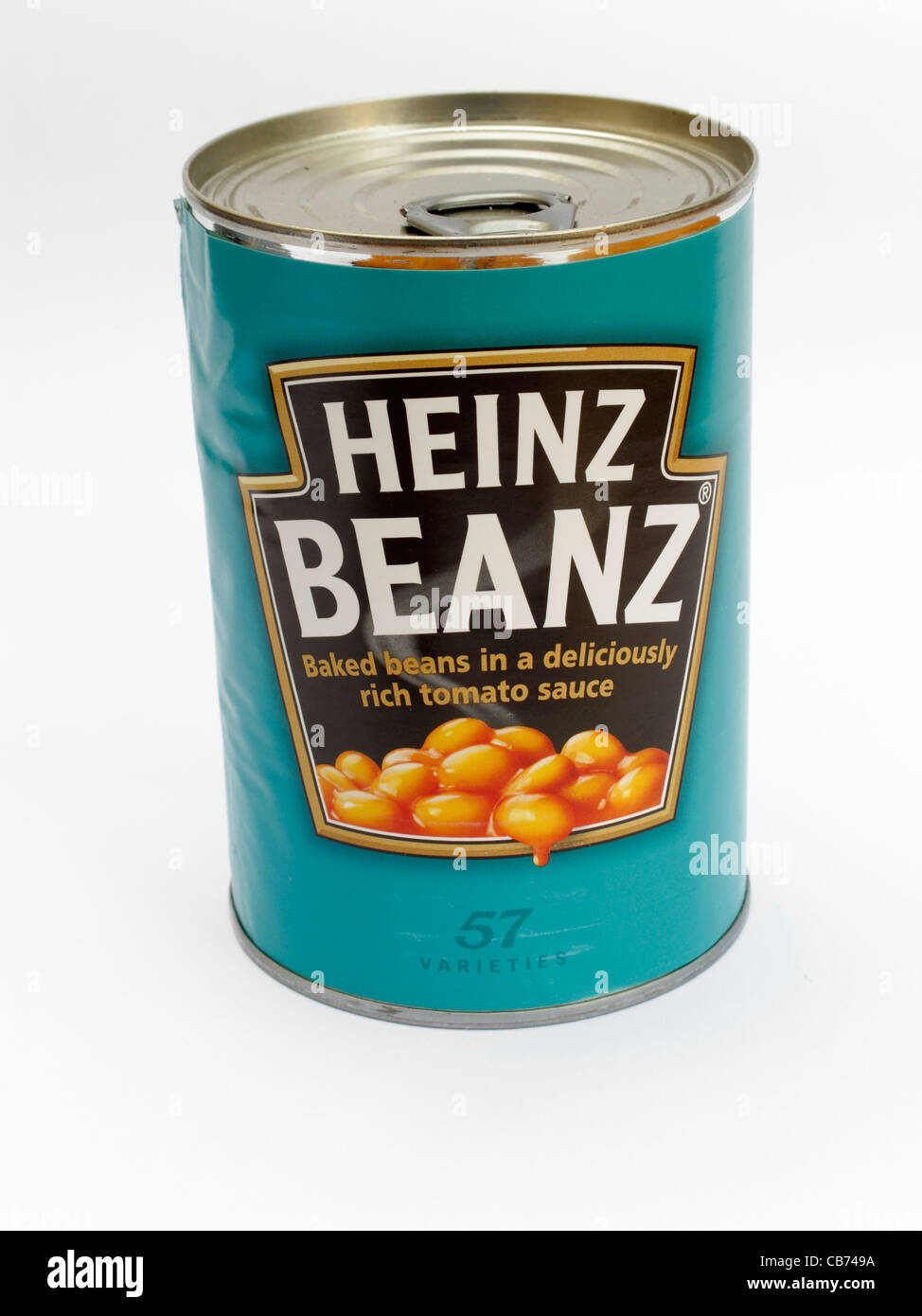 Large ring pull Tin of Heinz baked beans on a white background Stock Photo
