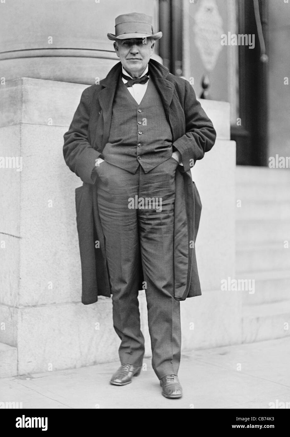 Vintage photo of American inventor and businessman Thomas Alva Edison (1847 – 1931). Photo circa 1911 by Harris & Ewing. Stock Photo