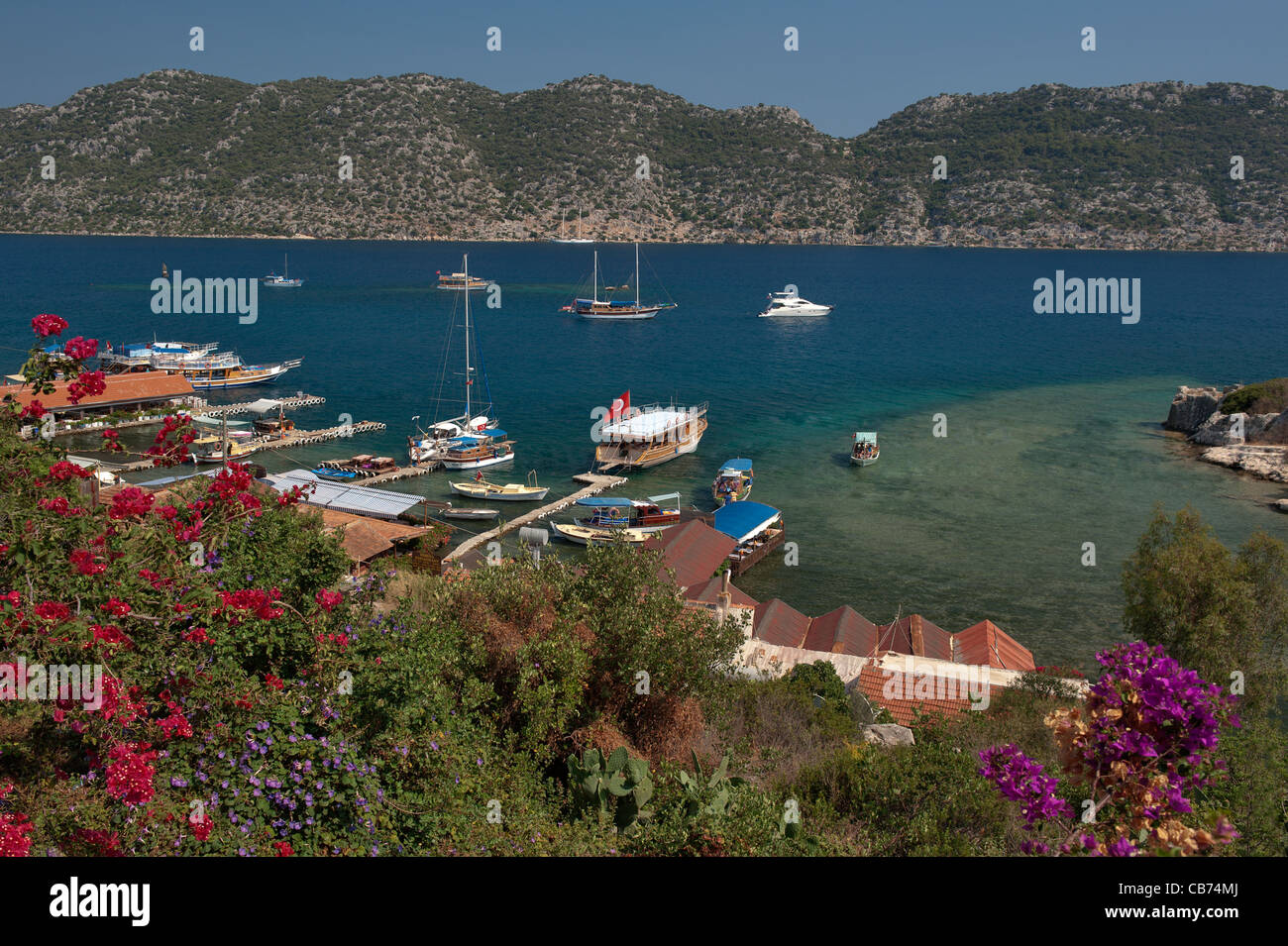 Scenic view of Kekova, Kalekoy, Southern Coast of Turkey Stock Photo