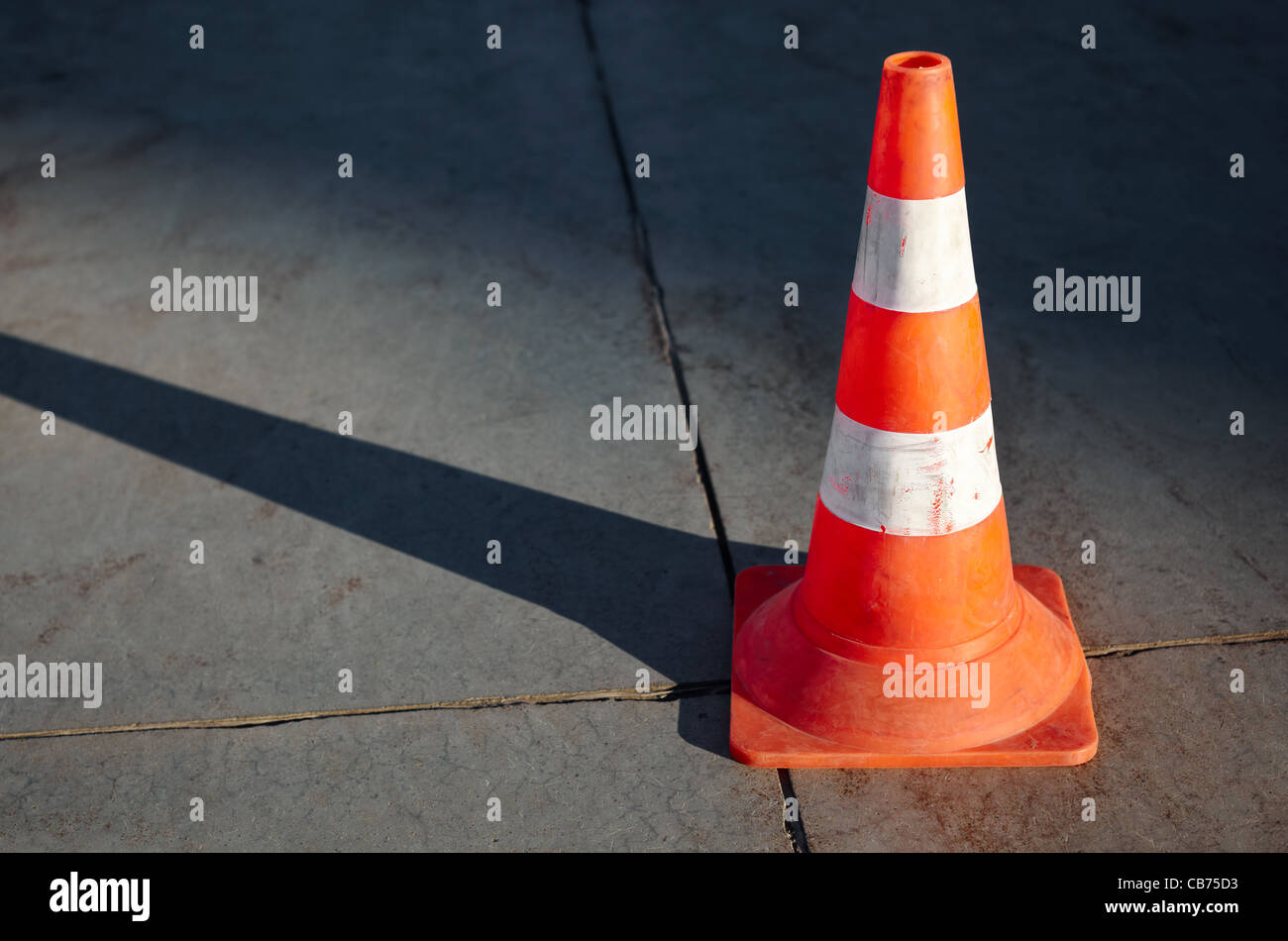 Erected orange cone mark driving course, selective focus and natural light Stock Photo