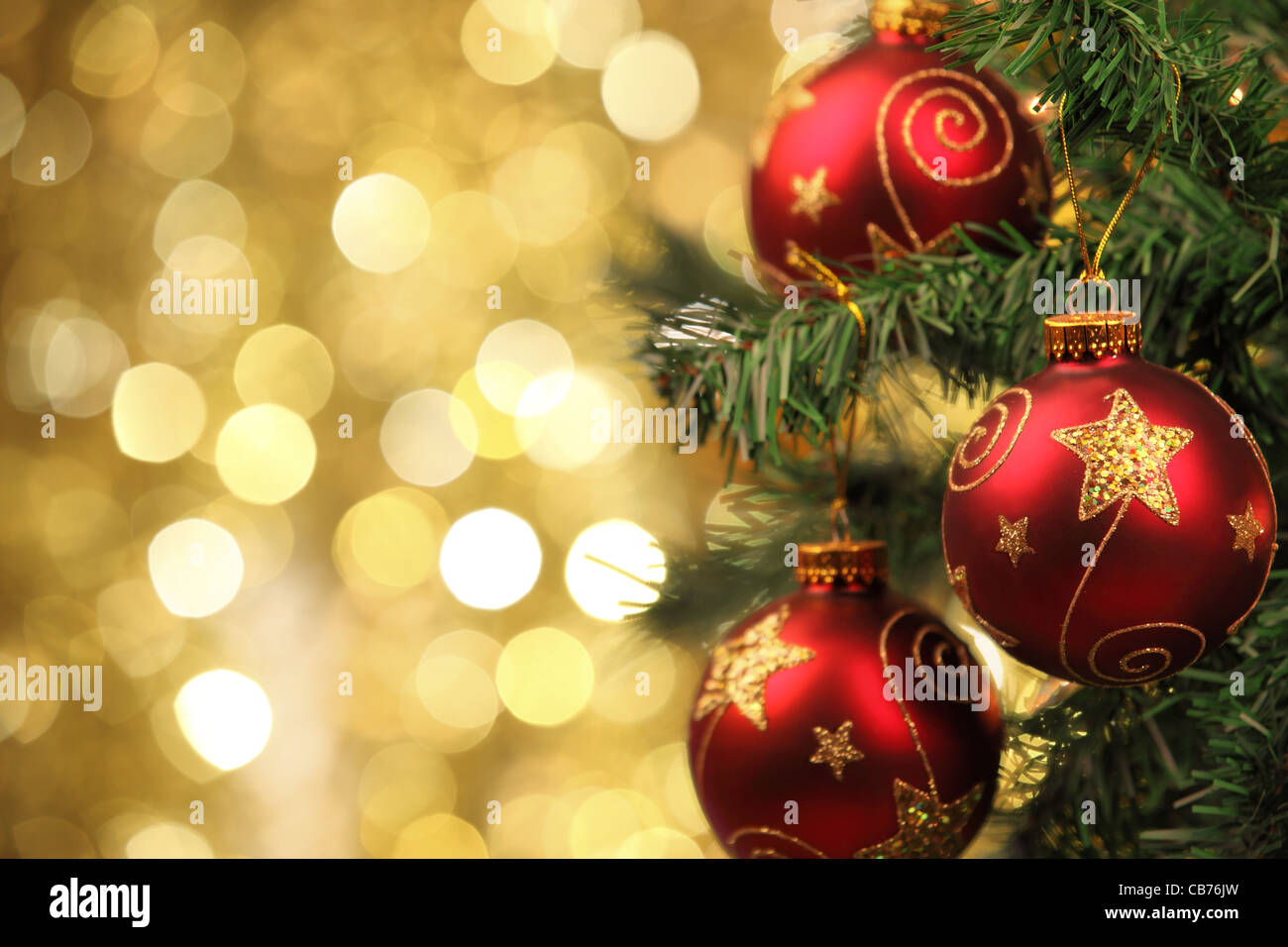 Closeup of Christmas-tree decorations. Stock Photo