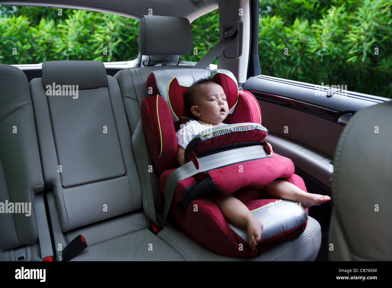 Girl Sleeping Back Seat Car High Resolution Stock Photography and