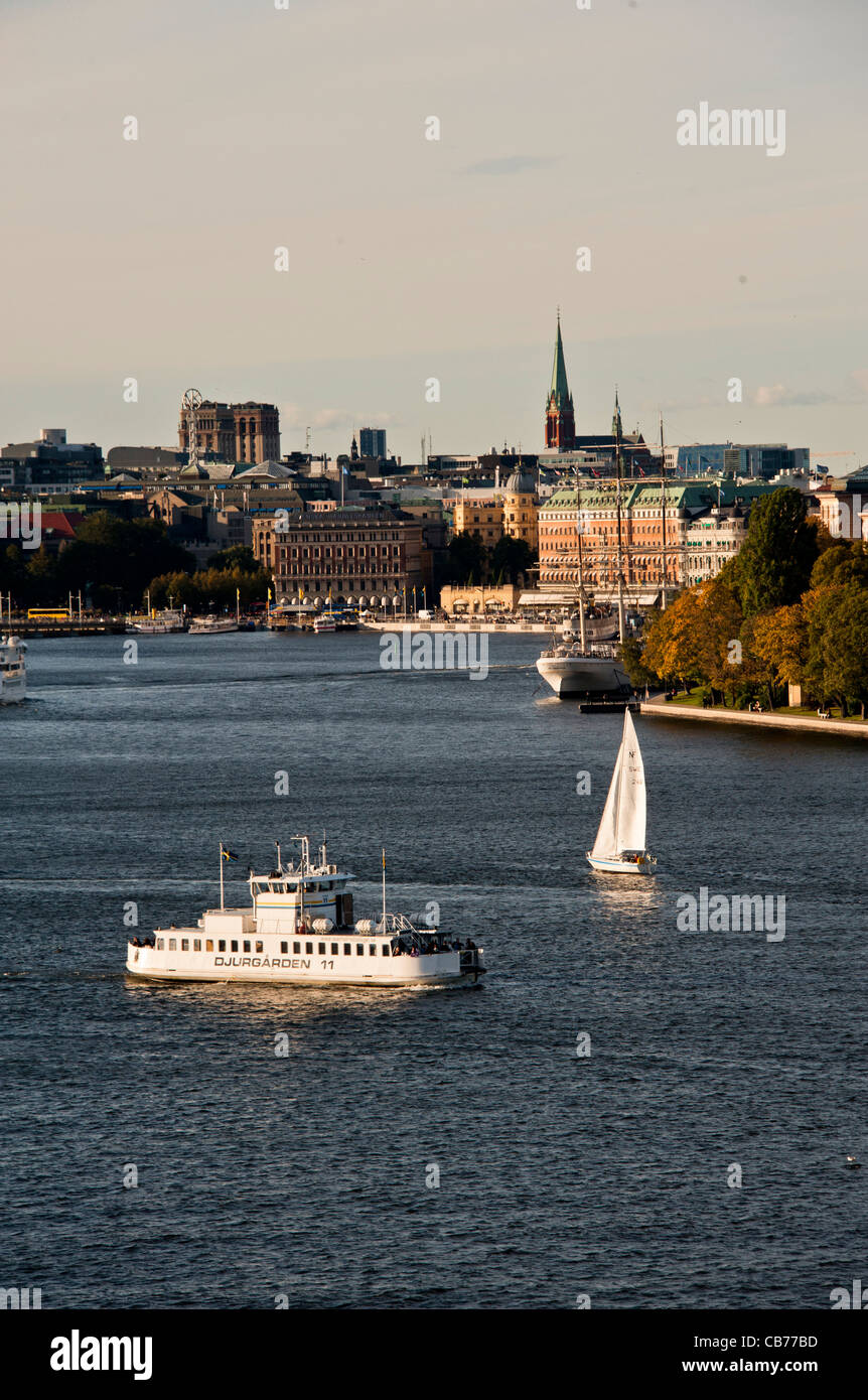 Stockholms ström, also known as Strömmen, in Stockholm is the innermost part of Saltsjön, a bay of the Baltic Sea Stock Photo