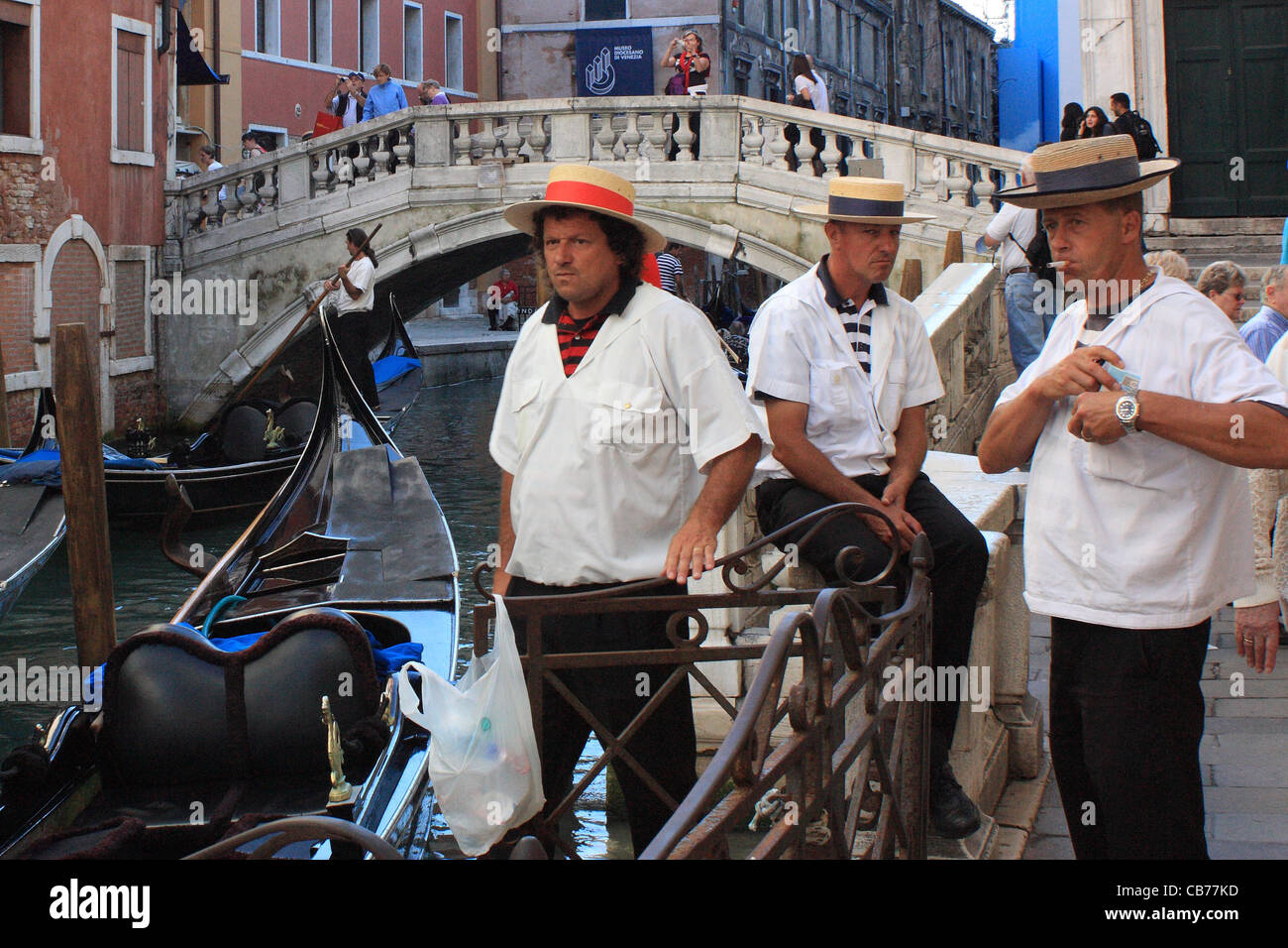 Gondola Service - Gondoliers in Venice Stock Photo