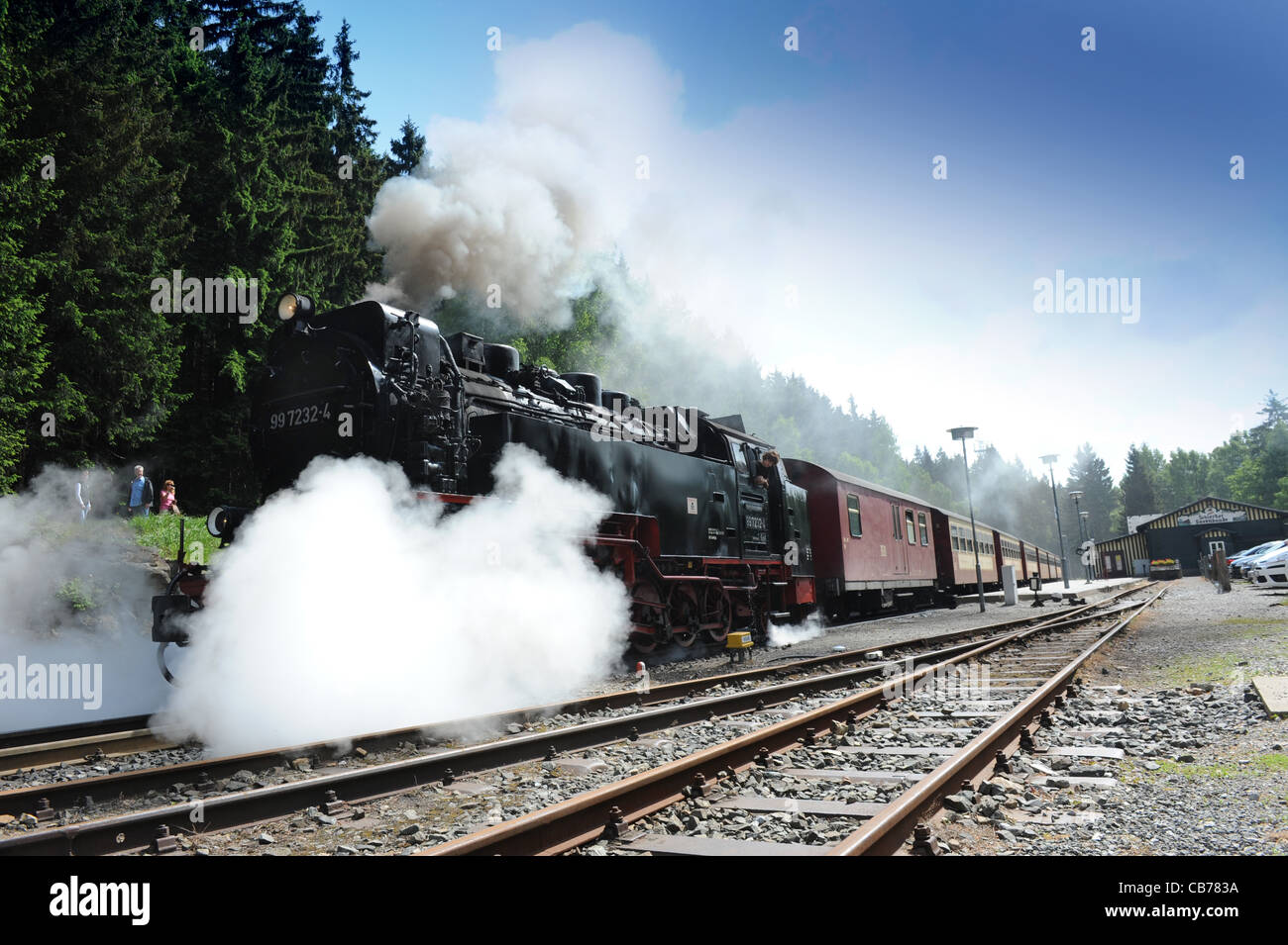 Steam locomotive at Schierke railway station in the Harz region Saxony-Anhalt Germany Stock Photo