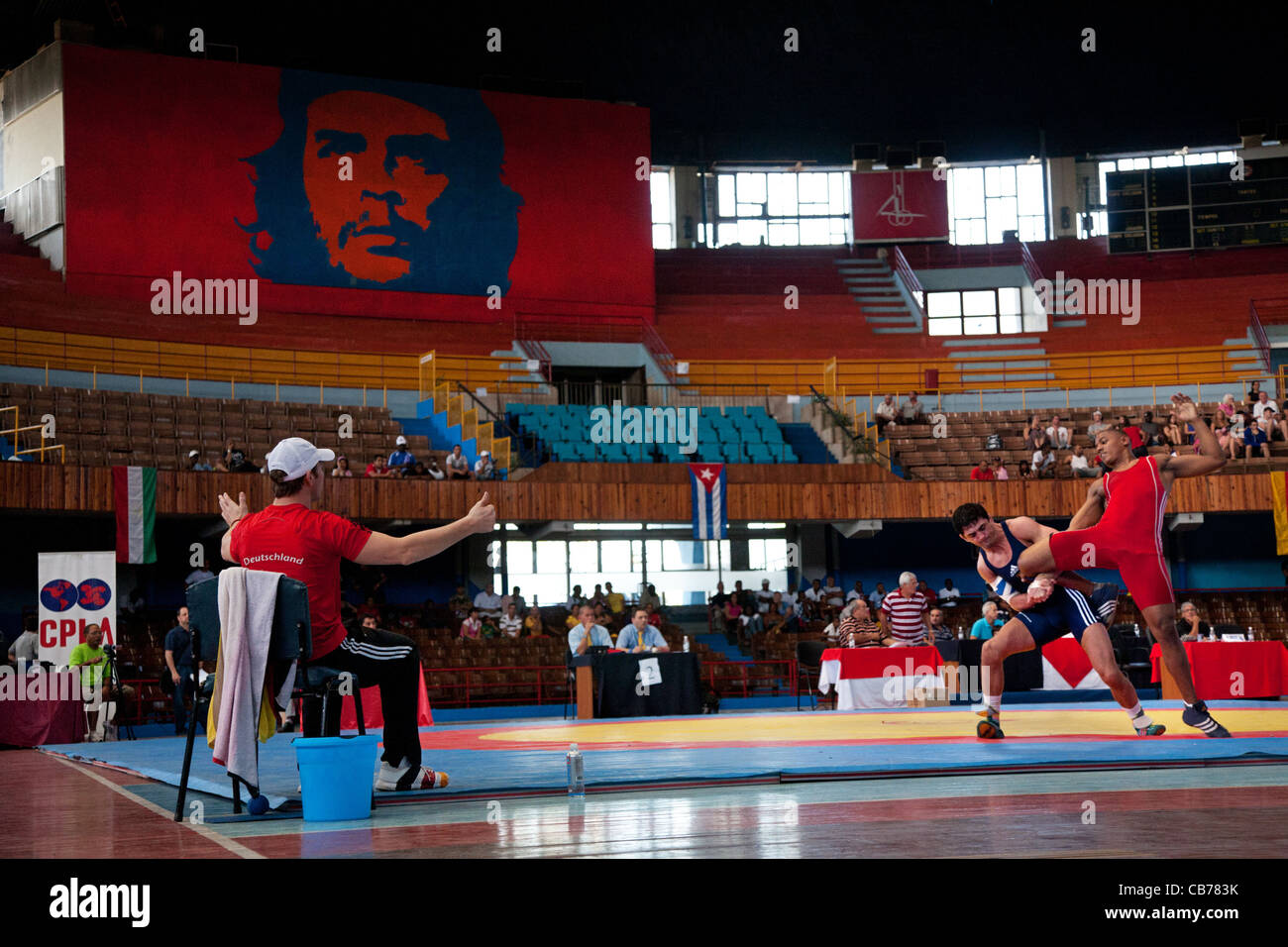 International Wrestling Match in the National Stadium, Havana (La Habana), Cuba Stock Photo