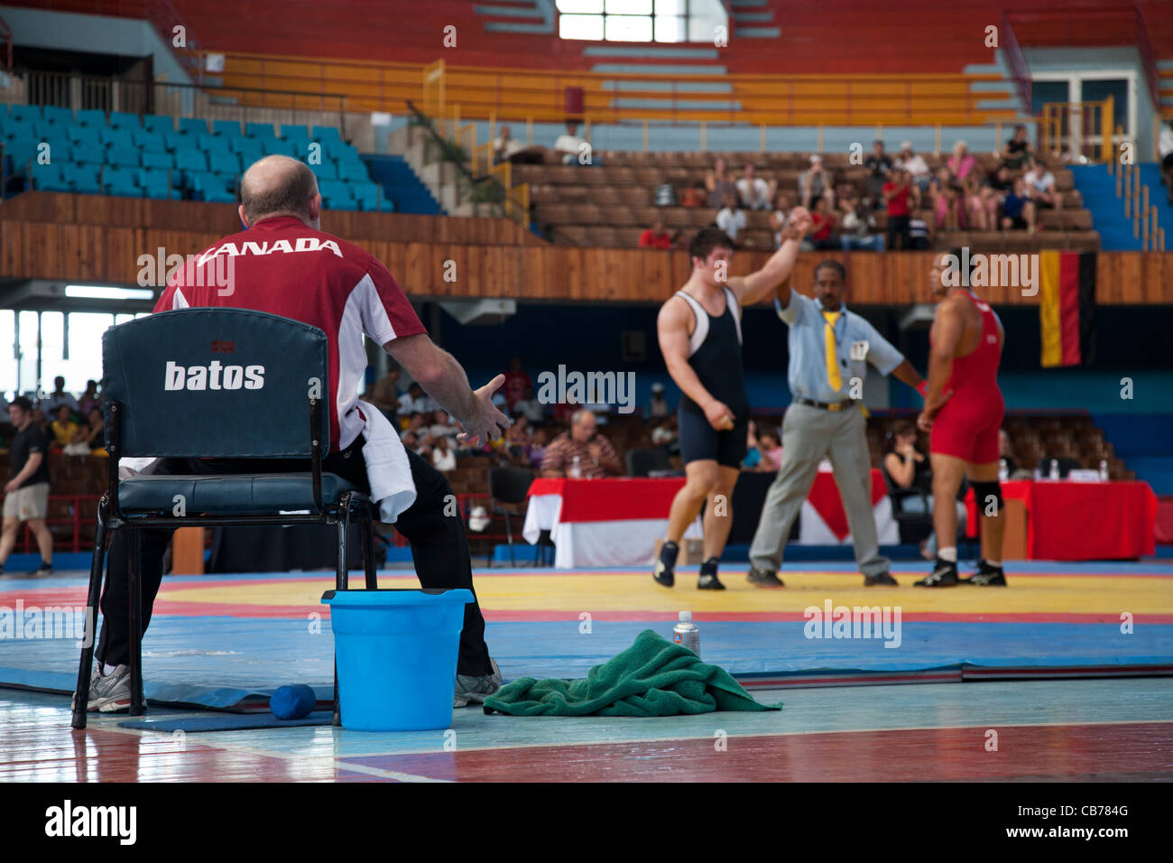 International Wrestling Match in the National Stadium, Havana (La Habana), Cuba Stock Photo