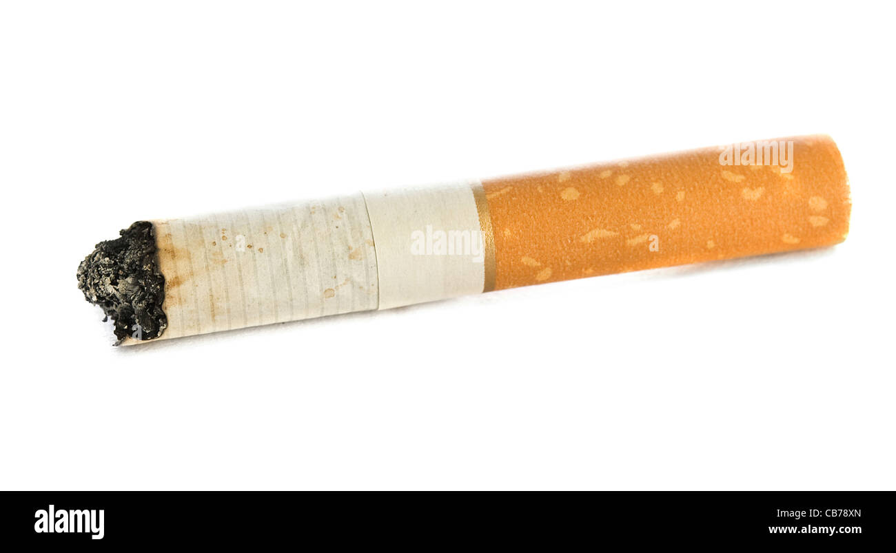 a cigarette butt on white Stock Photo - Alamy