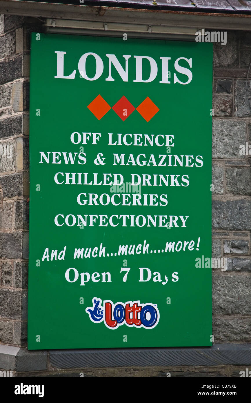 Londis wall sign outside Off Licence shop Stock Photo Alamy