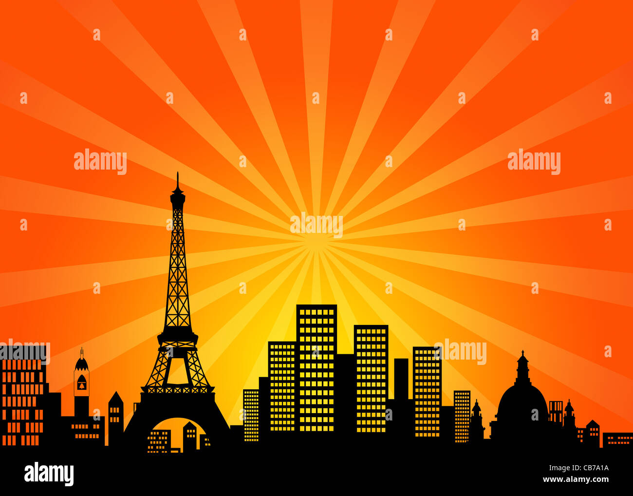 Paris France Downtown City Skyline Illustration Stock Photo - Alamy
