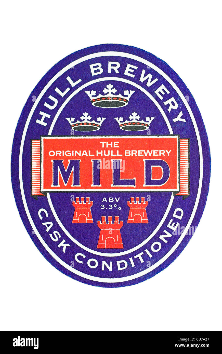 Beer Mat / drip mat - Hull Brewery of Yorkshire, England featuring an advert for their Cask Mild. Stock Photo