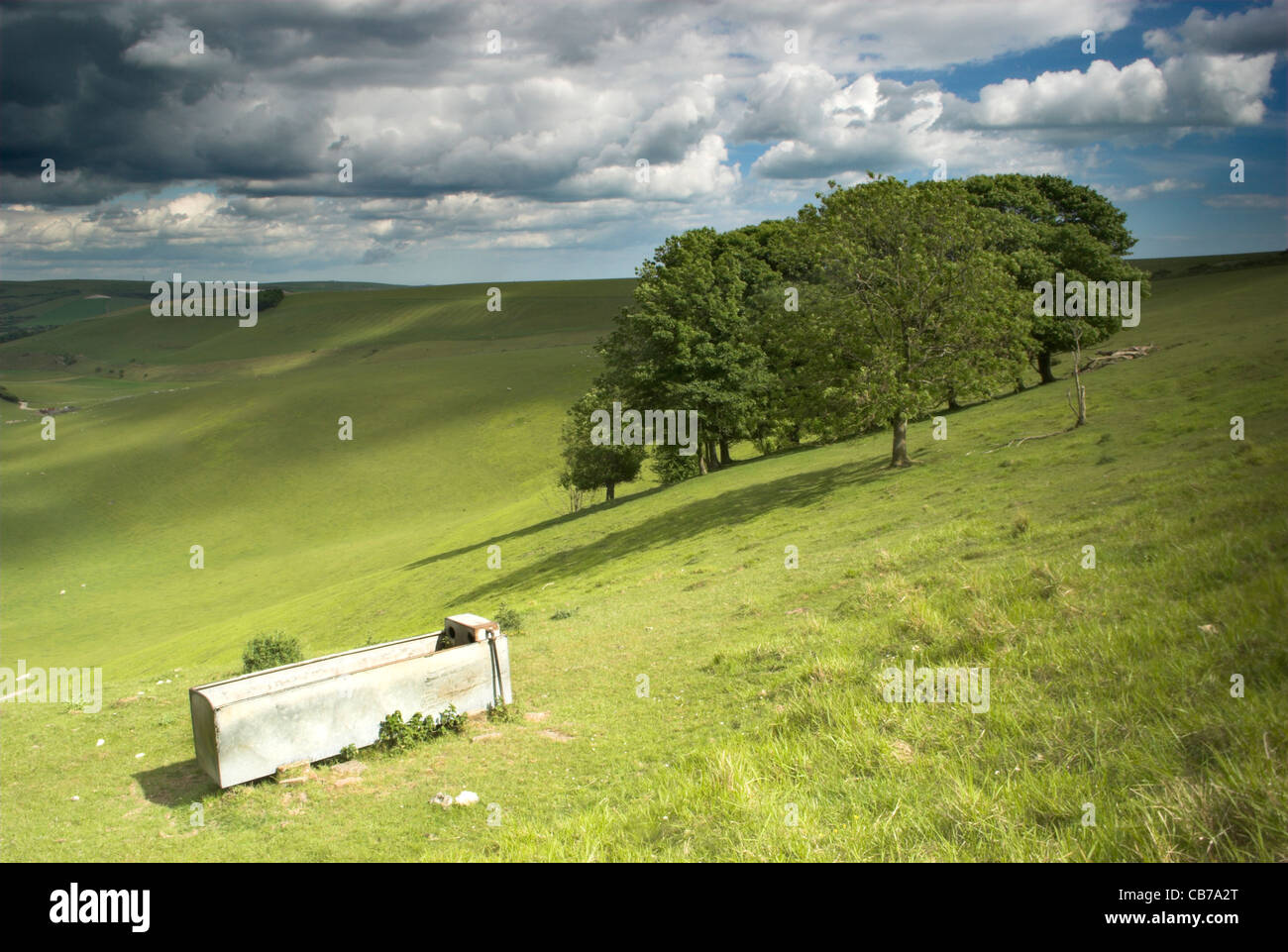 A view of the South Downs from the picturesque Steyning Bowl in West Sussex. Stock Photo