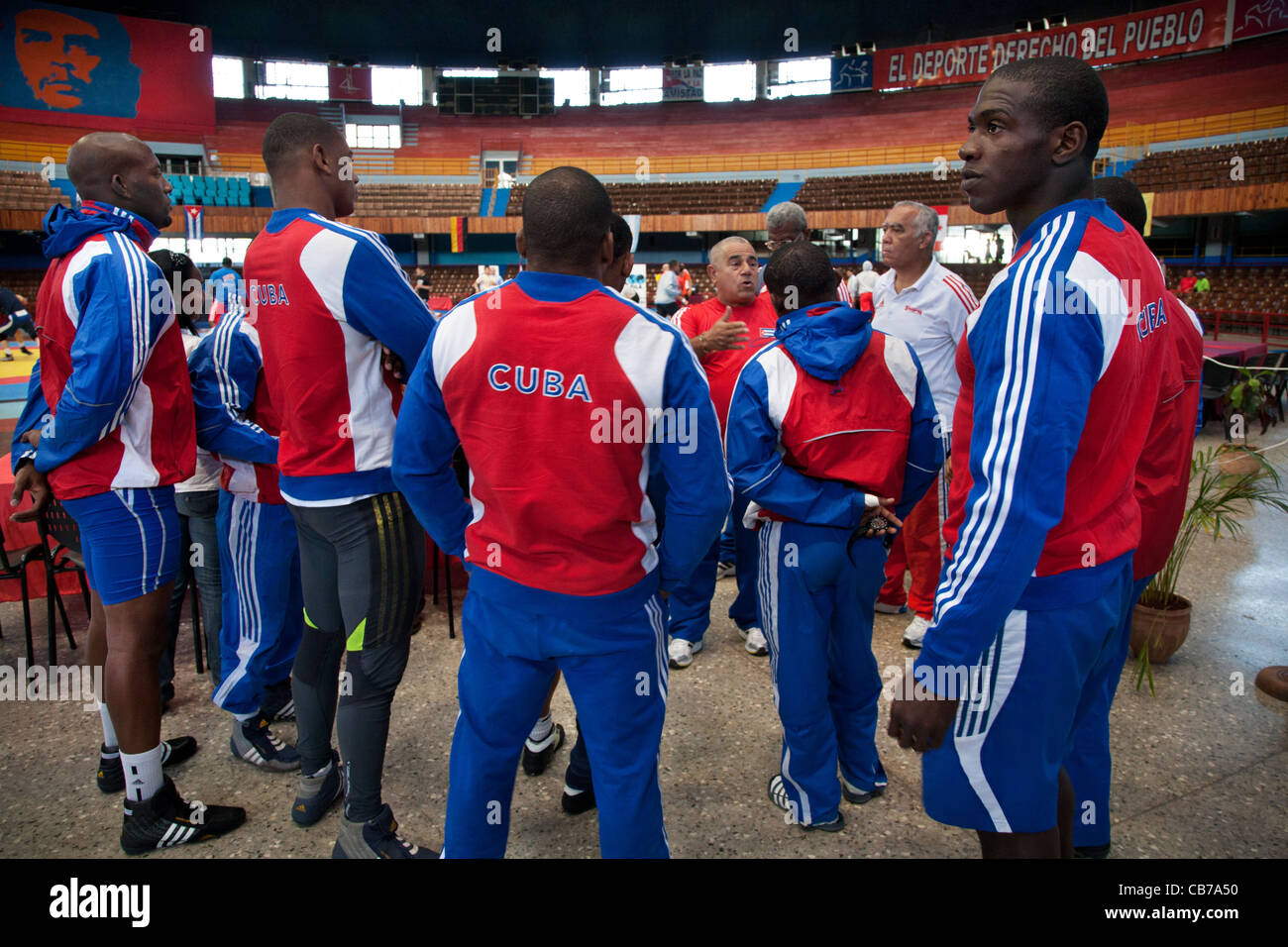 International Wrestling Match in the National Stadium, Havana (La Habana), Cuba Stock Photo