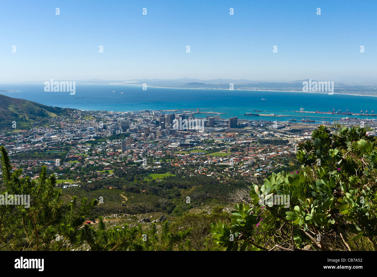 Cape Town view from Platteklip route on Table Mountain Town South Africa Stock Photo