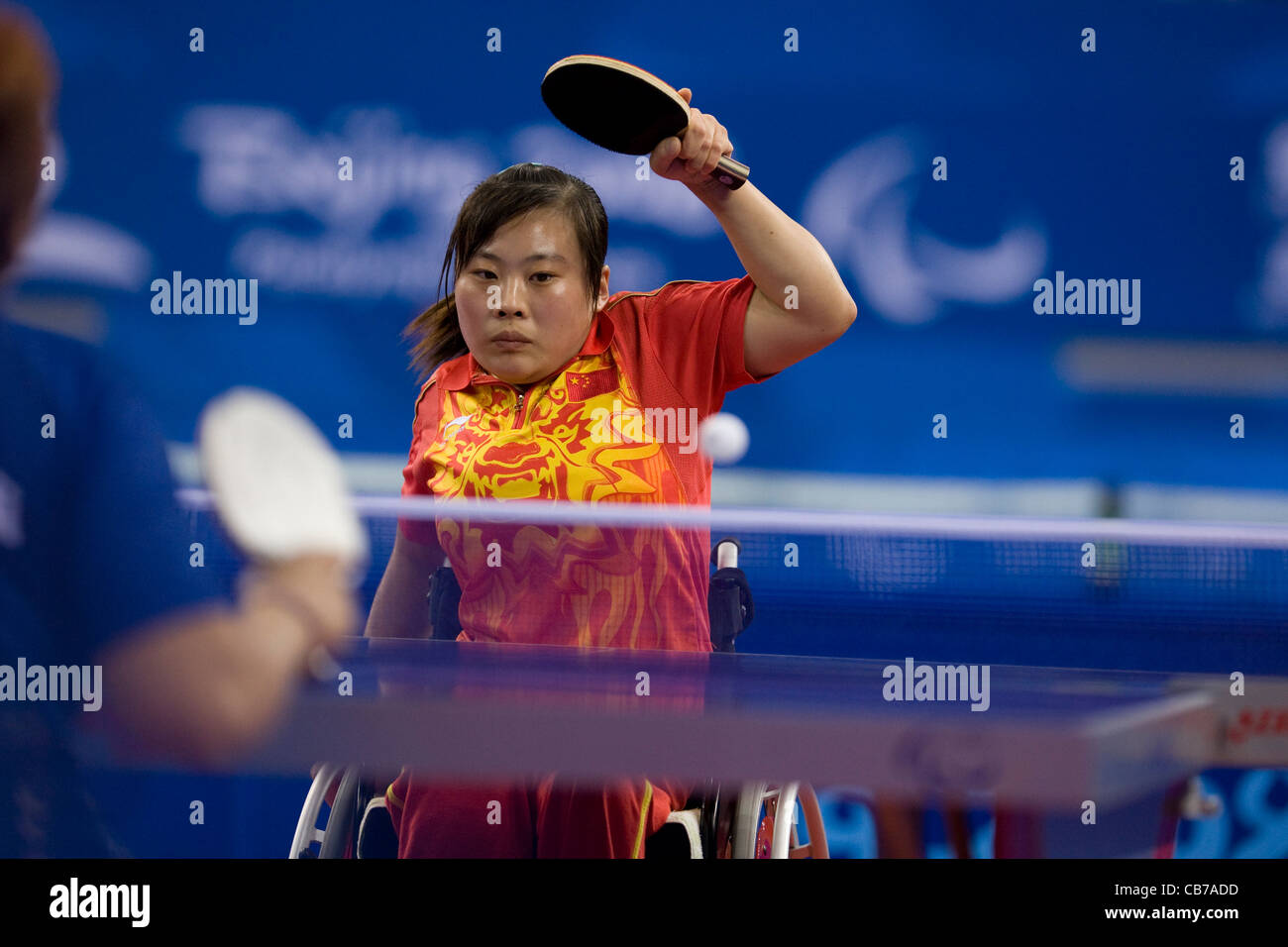 Beijing China September 14, 2008 Paralympic Games, Qian Li (red) of