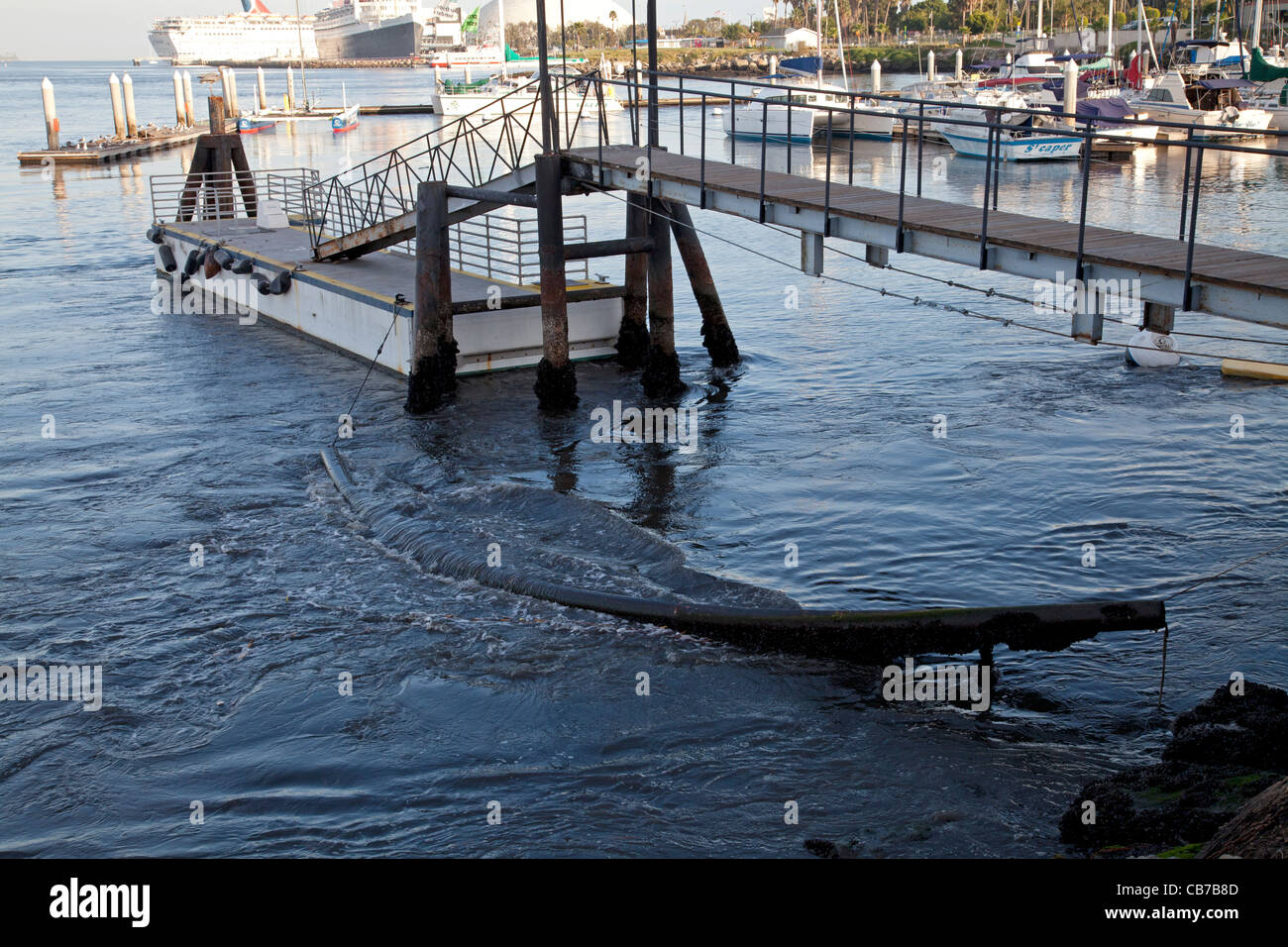 Surge from Japan Tsunami after earthquake rocks marina in Long Beach Harbor, Long Beach, California Stock Photo