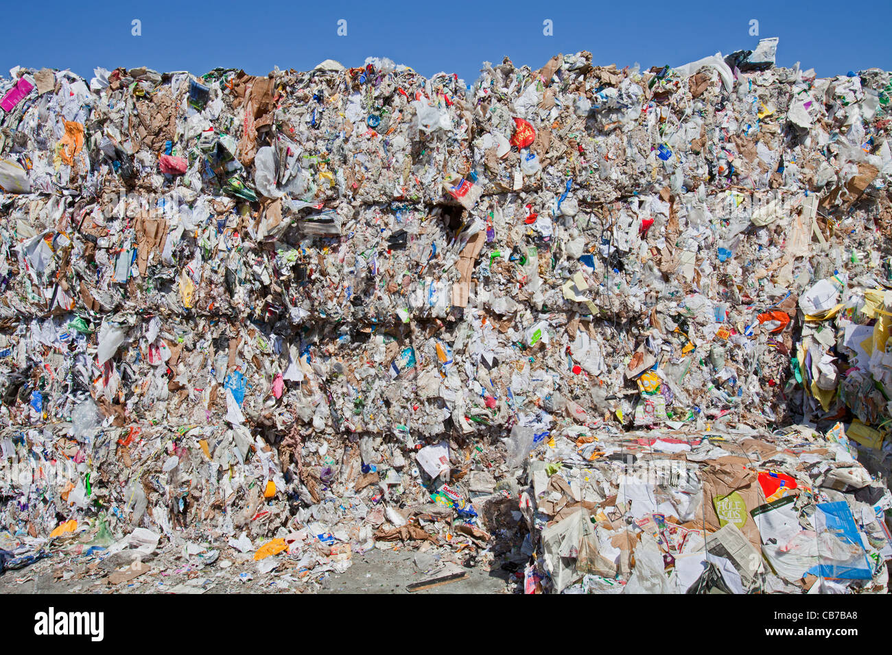 Stacks of paper. Recycling Center, Los Angeles, California, USA Stock