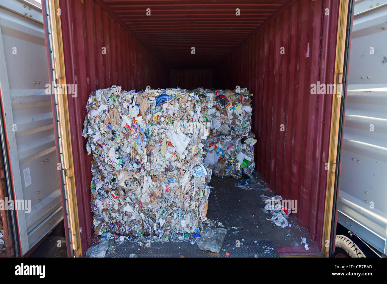 Stacks of recyclable materials ready to be shipped. Recycling Center