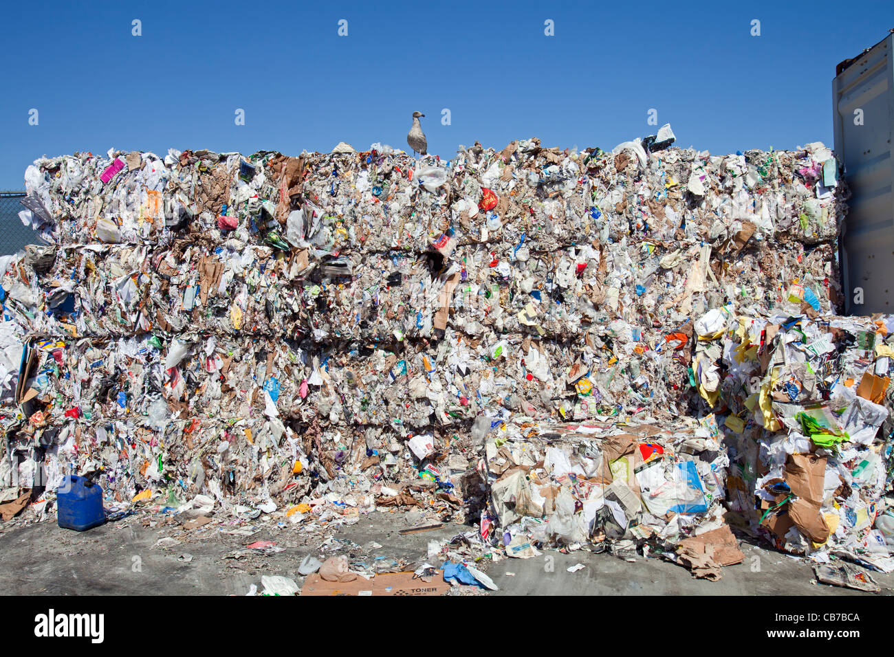 Stacks of paper. Recycling Center, Los Angeles, California, USA Stock