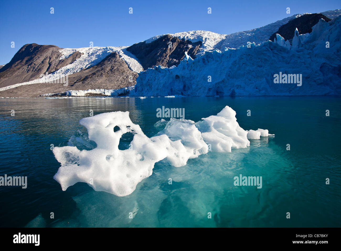 glacier ice, Evighedsfjorden, or Eternity Fjord on Greenland's west coast. Stock Photo