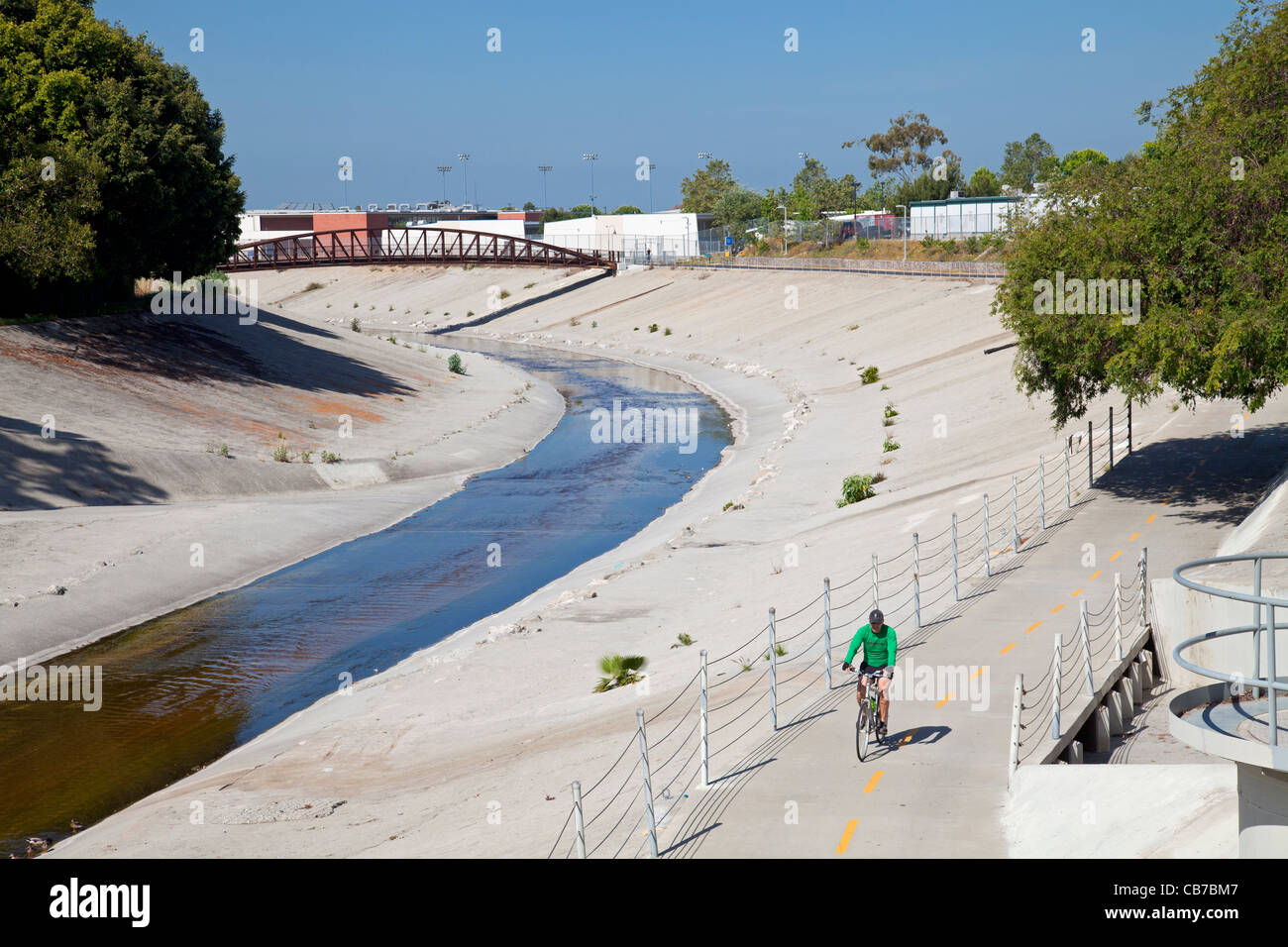 Ballona Creek Bicycle path, Culver City, Los Angeles, California Stock Photo