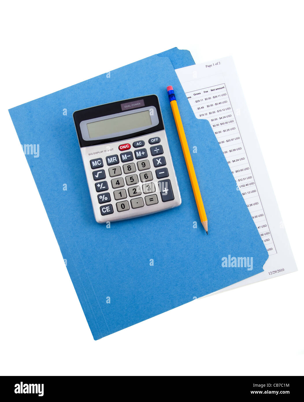Calculator and Money Statement Stock Photo