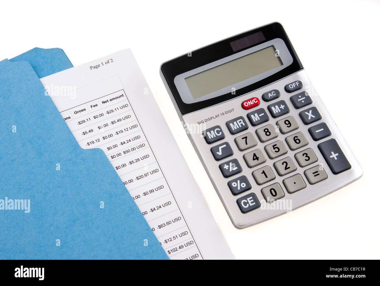 Calculator and Money Statement Stock Photo