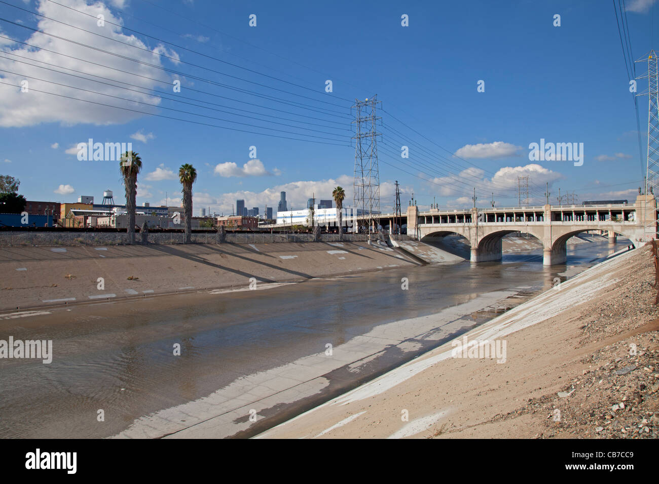 7th Street Bridge over the Los Angeles River, Downtown Los Angeles, California, USA Stock Photo