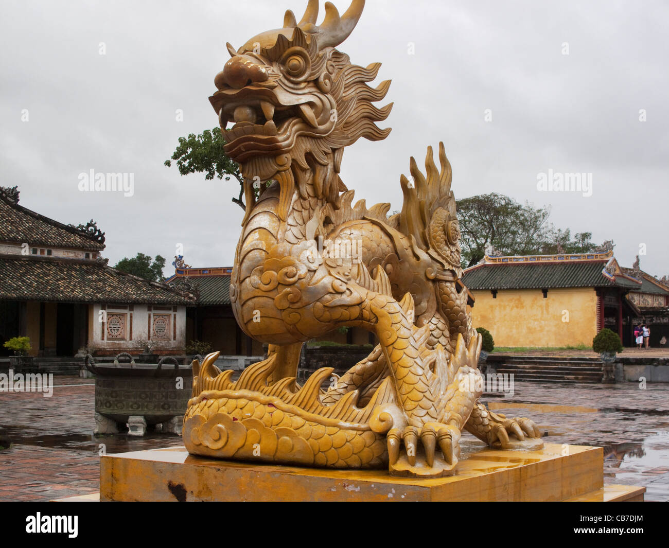 Dragon sculpture at a royal mausoleum in Hue, Vietnam Stock Photo
