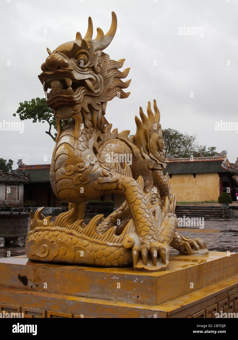 Dragon sculpture at a Mausoleum in Hue, Vietnam Stock Photo