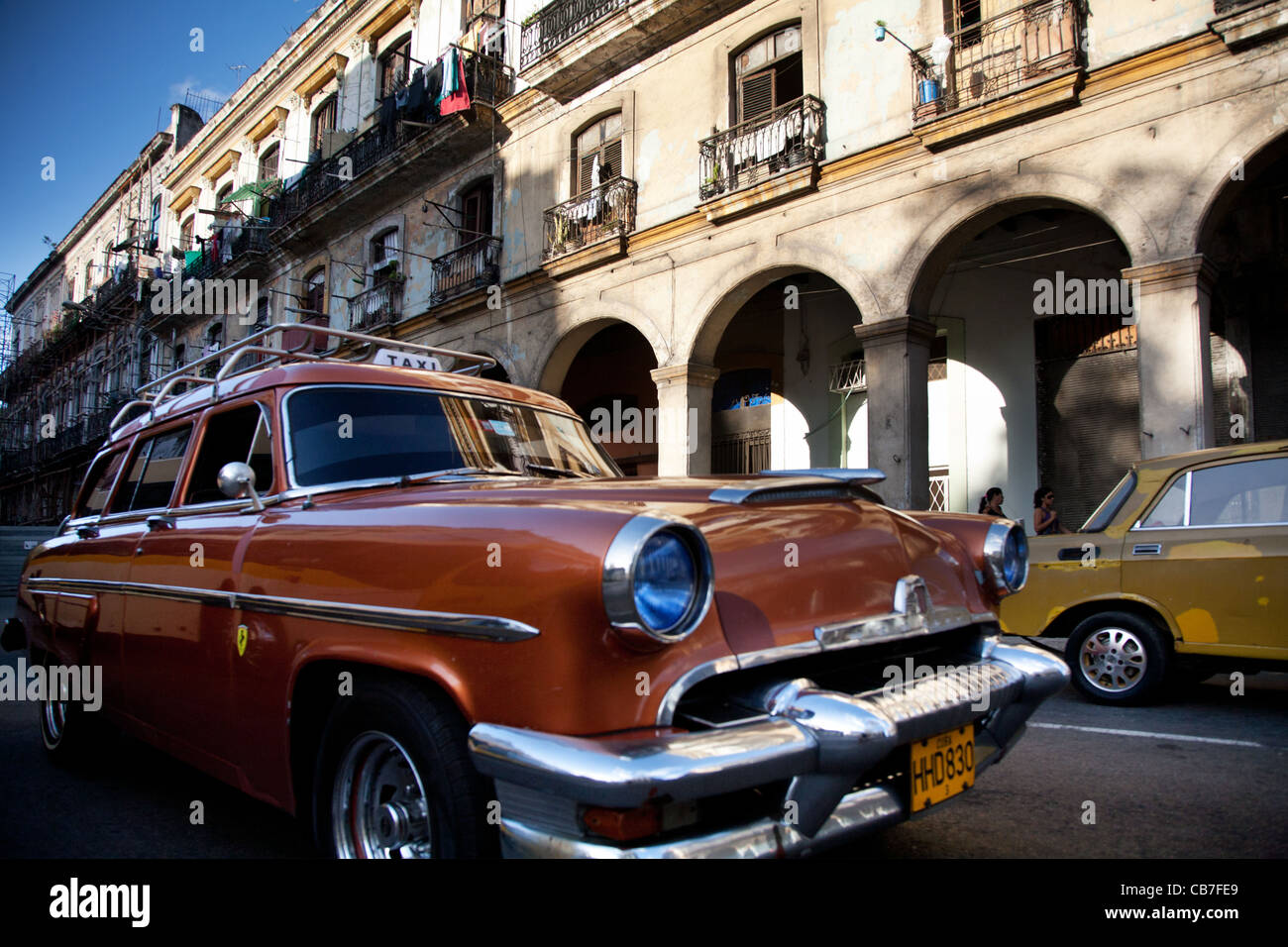 Vintage car Taxi, Havana (La Habana), Cuba Stock Photo