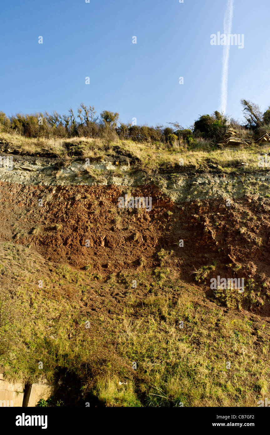 A geologic fault at the SSSI site Aust Cliff. Stock Photo