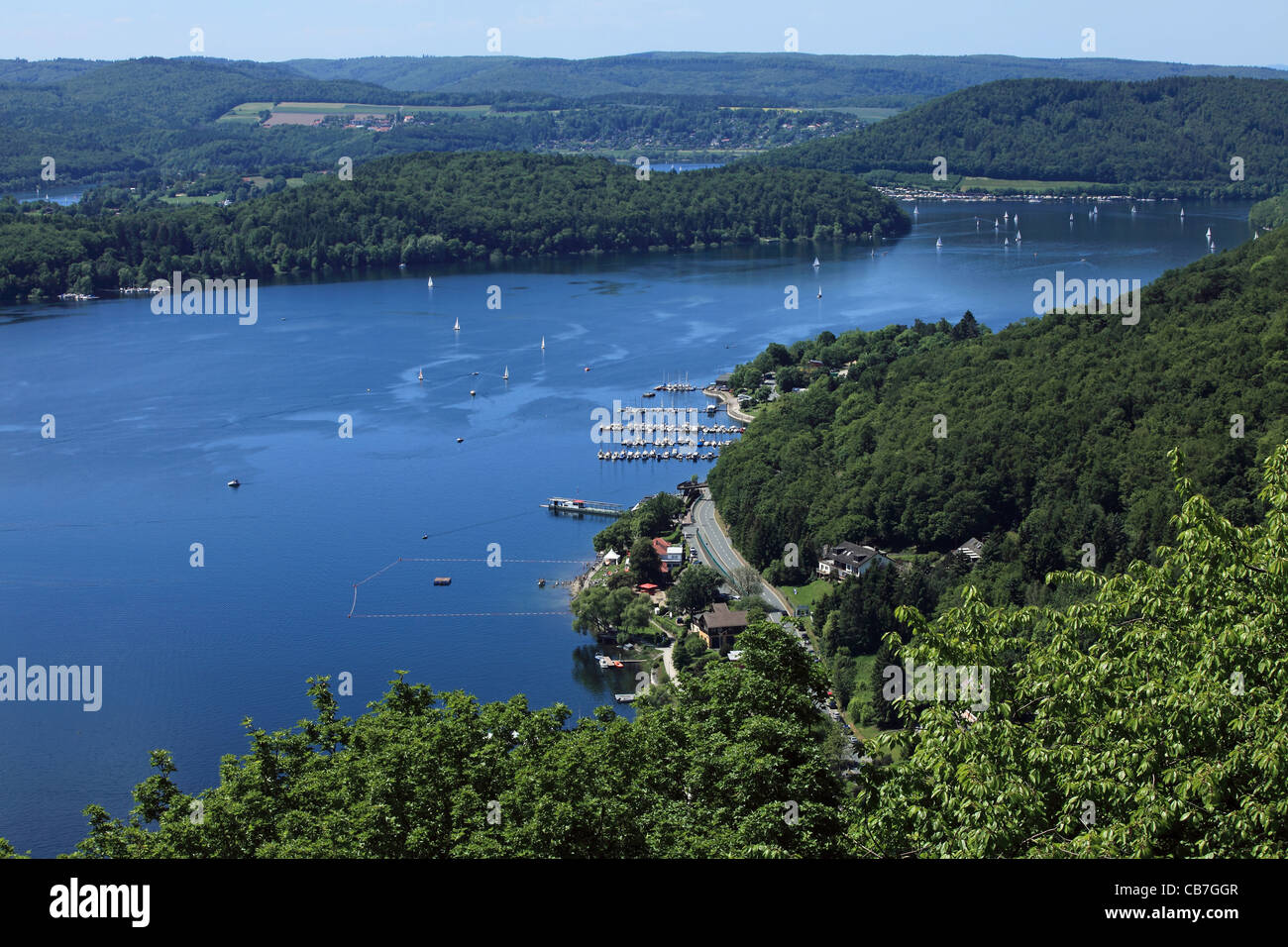 View of the marina from Edersse seen from the castle of Waldeck in Hesse Stock Photo