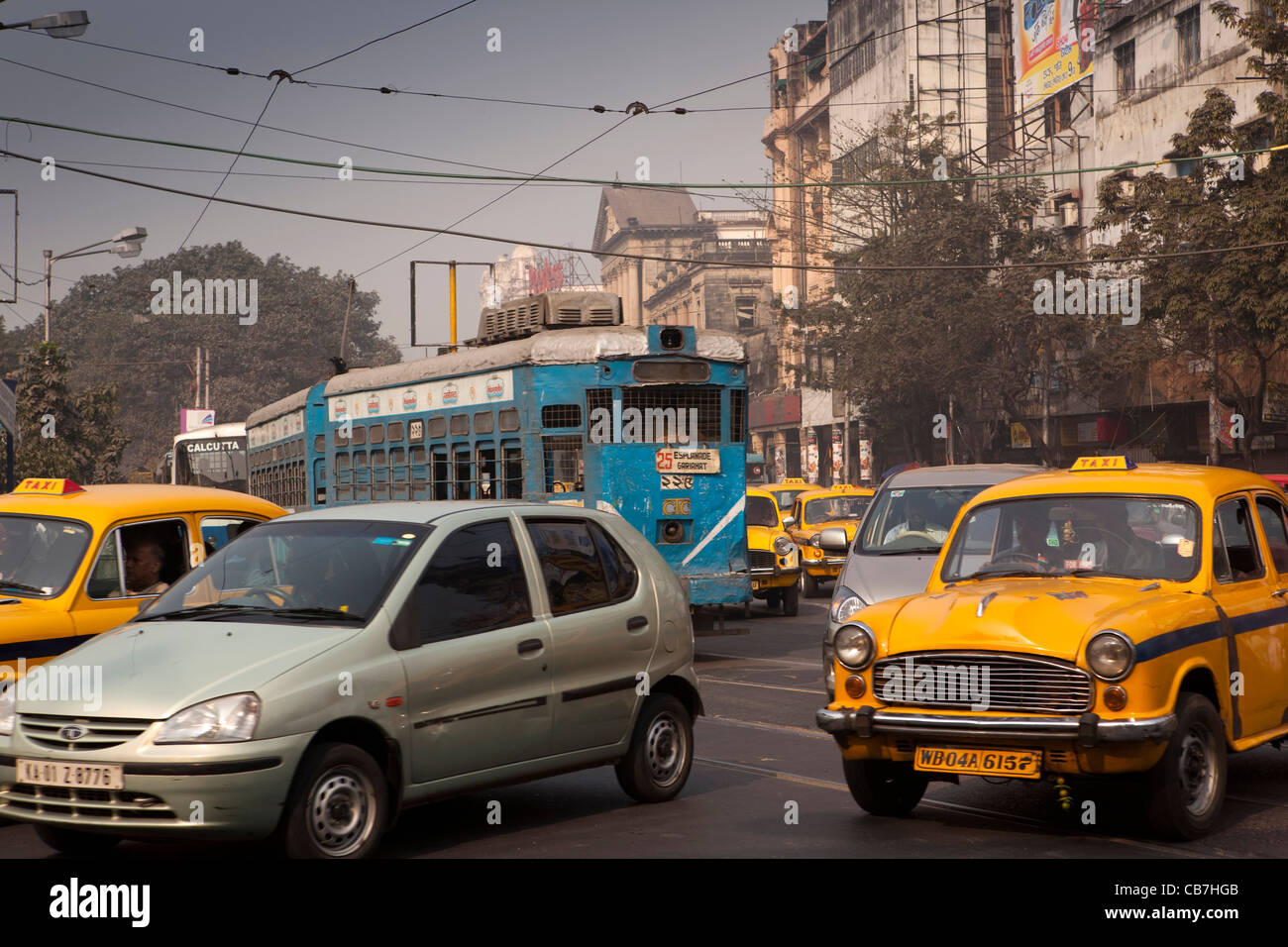 Kolkata calcutta taxi taxis cab cabs hires stock photography and