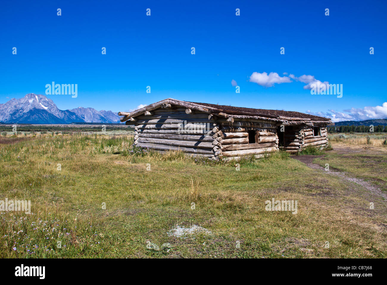 Grand Tetons Mountains at Cunningham Cabin historic area in Grand Tetons National Park in Wyoming in late summer. Stock Photo