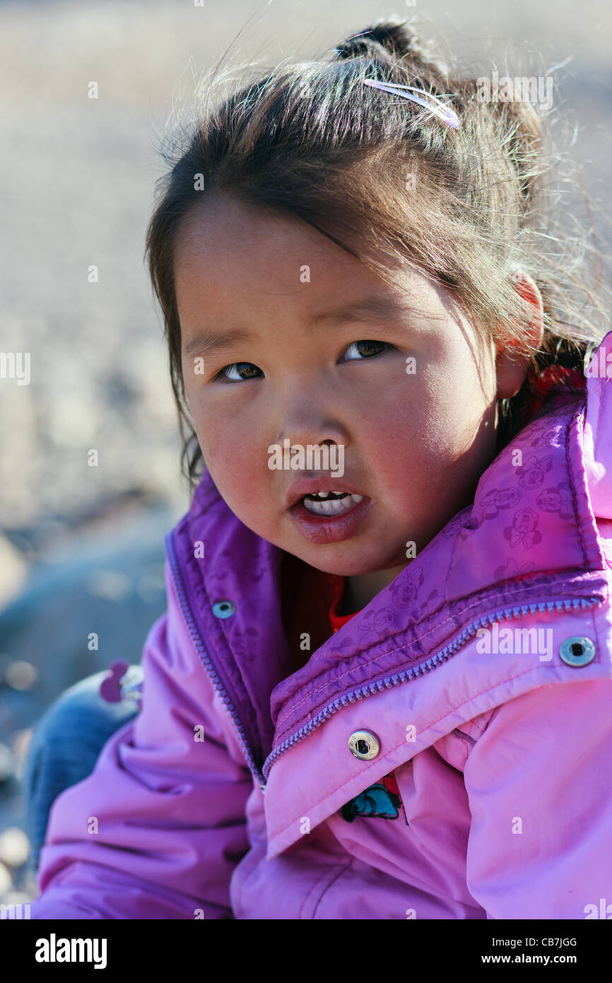 Girl from Ittoqqortoormiit, Scoresbysund, Greenland Stock Photo