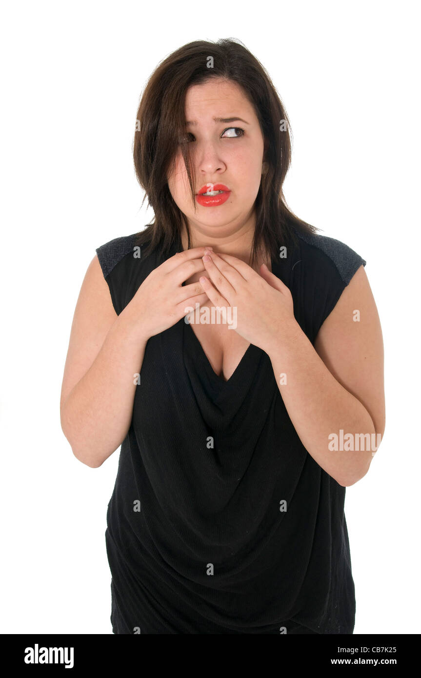 Emotional woman On white Background Stock Photo