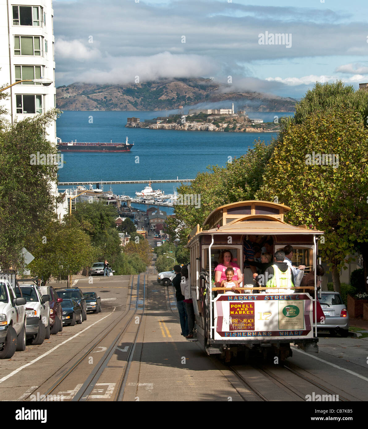 Cable Cars Municipal Railway  San Francisco California United States of America ( Alcatraz Island ) Stock Photo