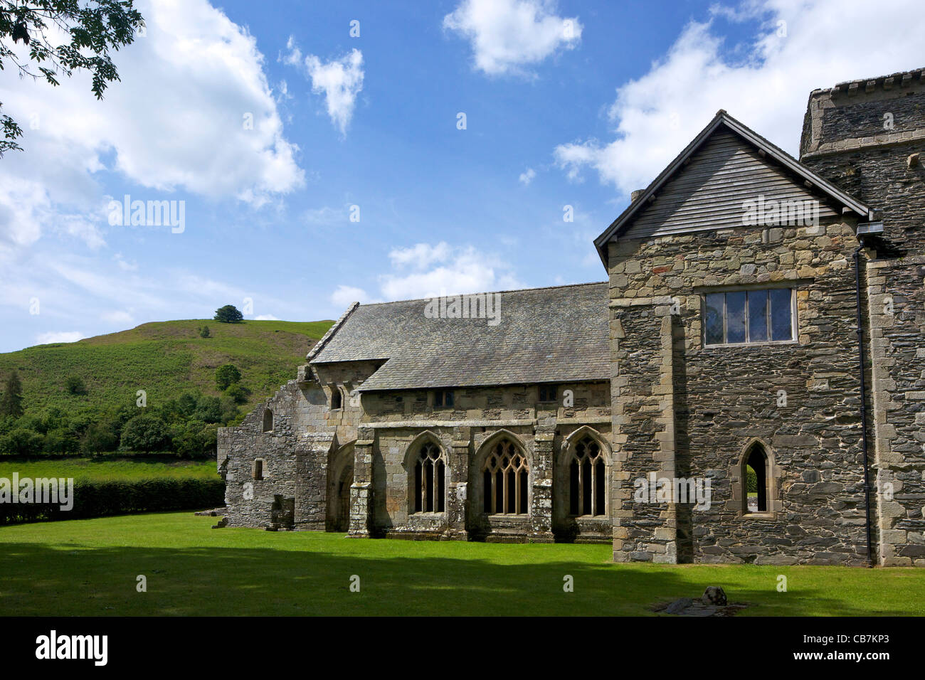 Valle Crucis ruined Cistercian abbey in Llantysilio, near Llangollen, Wales, Cymru, UK, United Kingdom, GB, Great Britain, Stock Photo