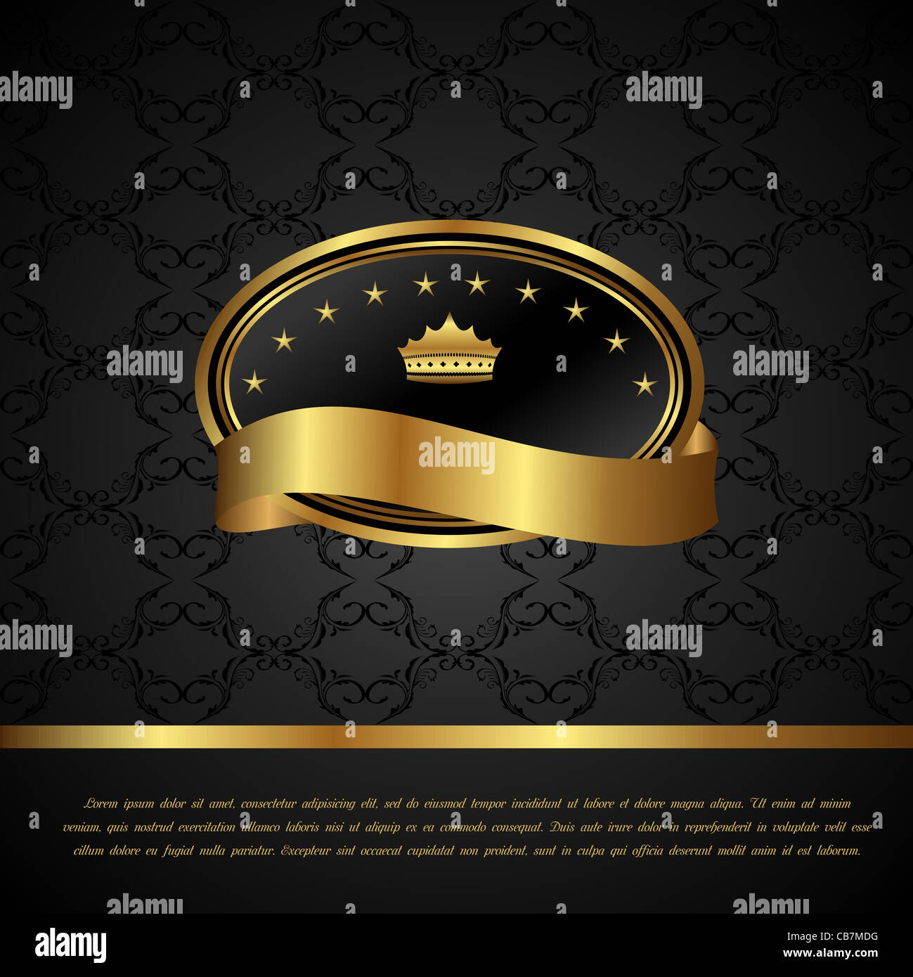 Illustration royal background with golden frame and heraldic crown ...