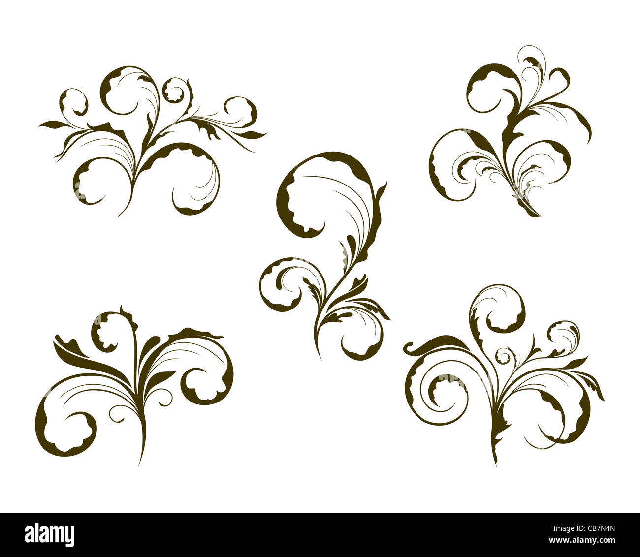 Illustration set floral ornate design elements - vector Stock Photo - Alamy