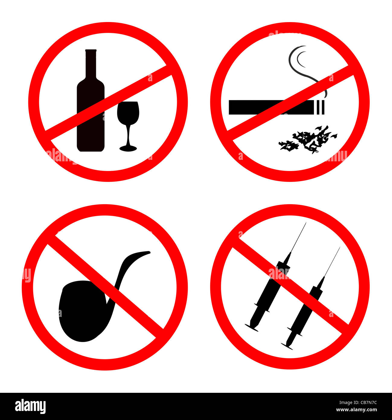 No smoking, No alcohol and no drugs signposts Stock Photo Alamy