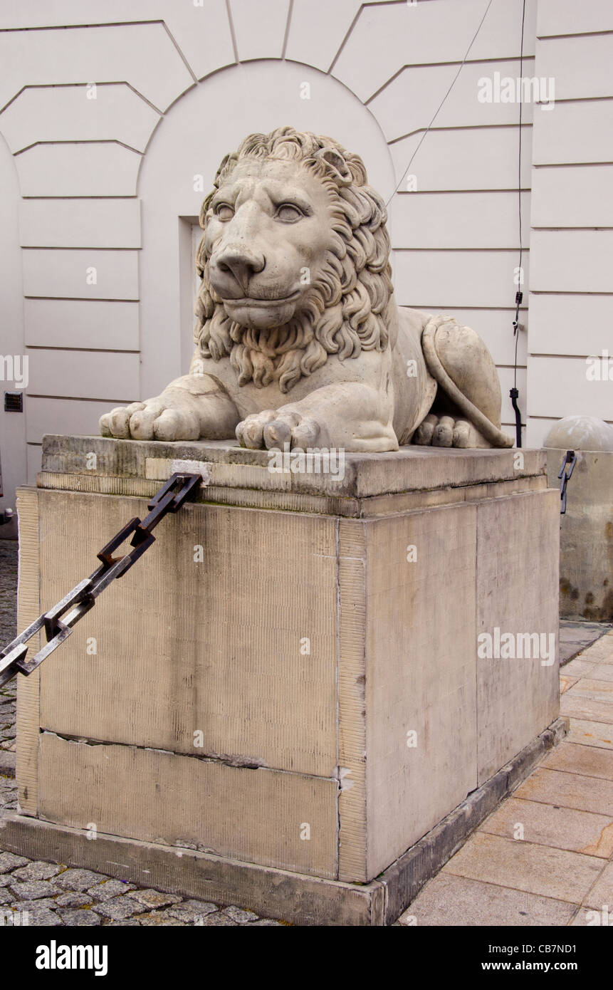 historical lion sculpture in the old town Stock Photo Alamy