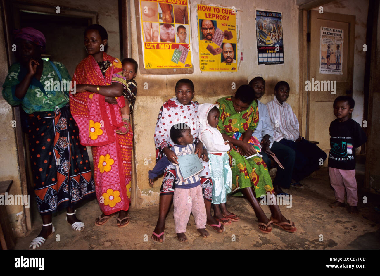 Patients waiting in a dispensary in Amani Usambara Mountains Tanzania Stock Photo