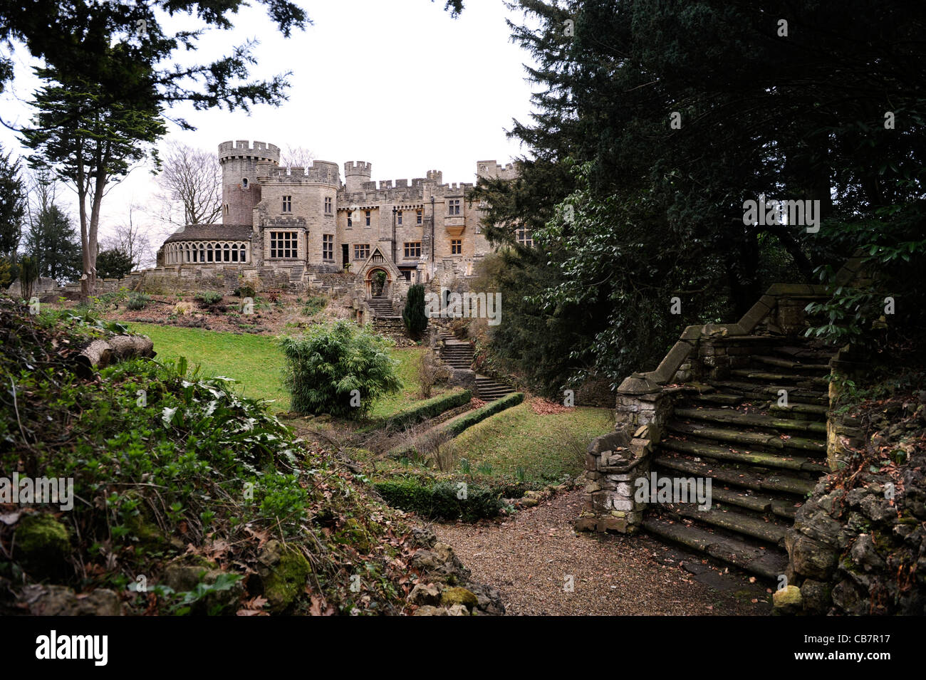 Garden steps at Devizes Castle, Wiltshire UK Stock Photo Alamy